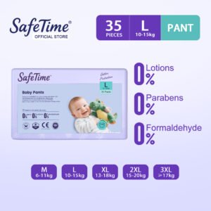 Safetime Pull-Up Baby Pants L - Super Absorbent & Leak-Proof for Energetic Babies