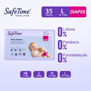Safetime Disposable Baby Diapers L - Heavy Absorption & Leak-Proof Safe Guard