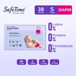 Safetime Disposable Baby Diapers S - Soft Breathable & 3s Quick Absorb for Small Babies